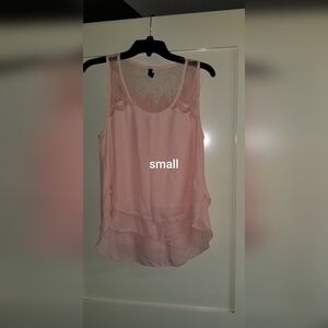 Elegant Pink Lace Trim Women's Top